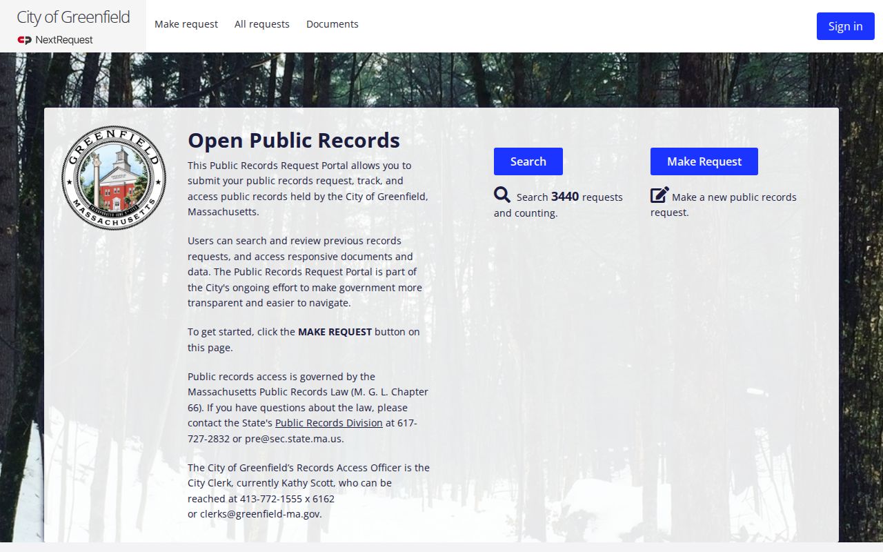 Greenfield Police records portal for arrest and booking records