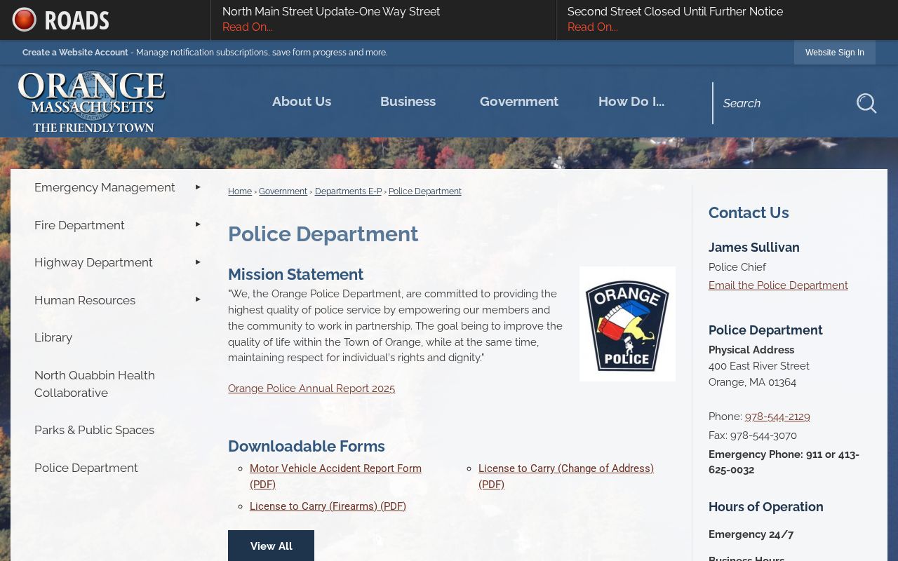 Orange Police Department official arrest records source in Franklin County